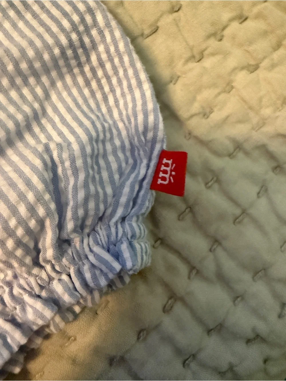 Magnetic Me Seersucker Stripe Flutter Sleeve Romper 3-6 months